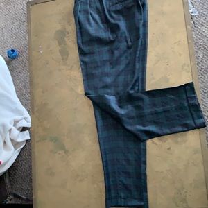 Blackwatch Tartan plaid pleated pant with cuffed bottom 36x34